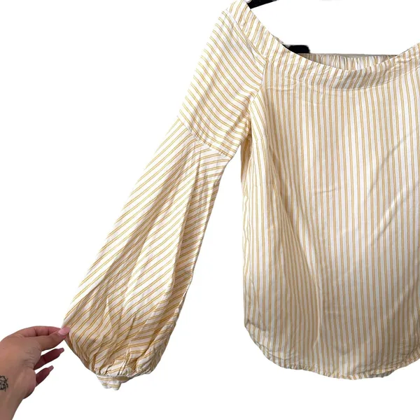 ANTHROPOLOGIE Maeve Clotille Linen Off Shoulder Top‎ Sz 2 - Image 4