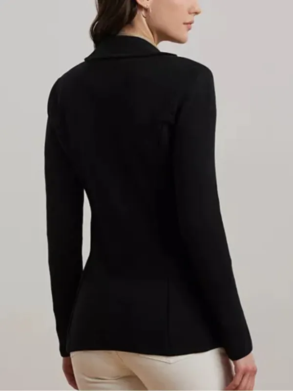 Lauren Ralph Lauren Black Cotton Sweater-Knit Blazer‎ size S - Image 14