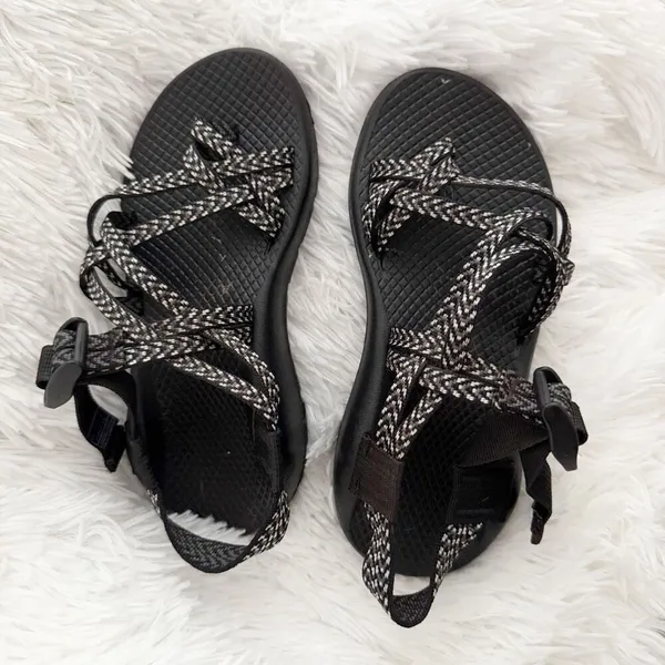 CHACO | Black White Print Sandals Shoes ZX 2 Dual Adjustable Straps | Size 5 - Image 2