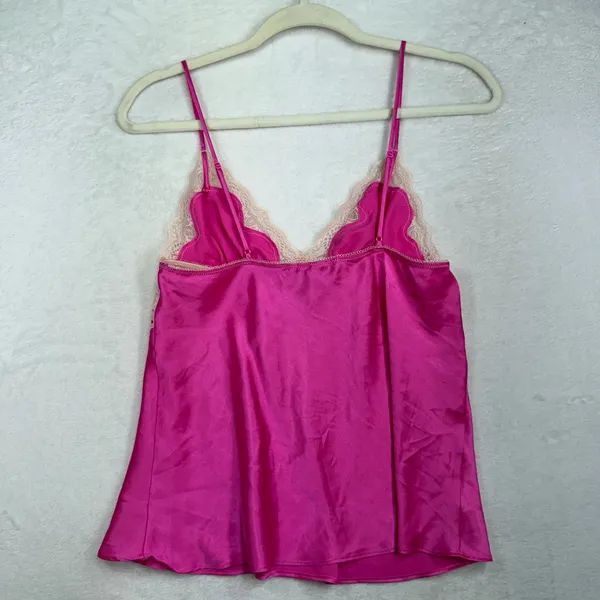 Victorias Secret M Babydoll Camisole Pink Lace Trim Satin Bow Y2K Coquette Silky - Image 4