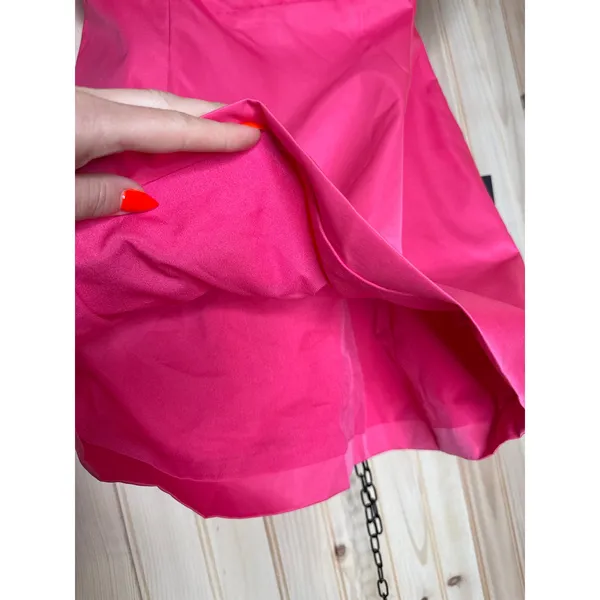 NWT Lulus Totally Haute Hot Pink Satin Pleated Off-the-Shoulder Mini Dress Sz M - Image 5