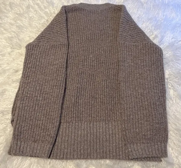 Abercrombie & Fitch Brown Ribbed Knit Crew Neck Sweater M - Image 4