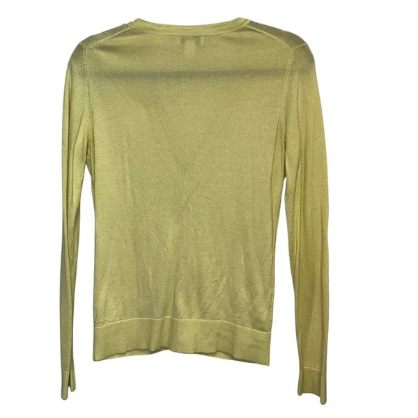 LOFT Yellow Cardigan XS Lightweight Button‎ Front V Neck Long Sleeve - Image 2