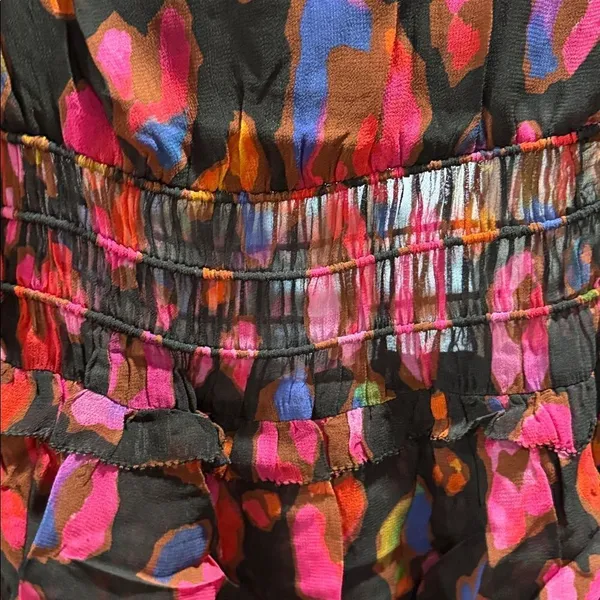NWT FARM RIO Iridescent Leopard Print Ruffled Mini Dress In Multi‎ Color size XS - Image 5