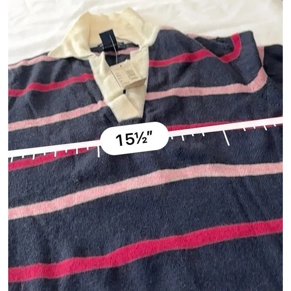 American Eagle sz Small NWT Striped Collared Preppy Y2K light Sweater - Image 7