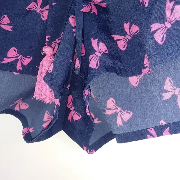 Aerie M Pink Bow Running Short Shorts on Navy Blue - Image 2