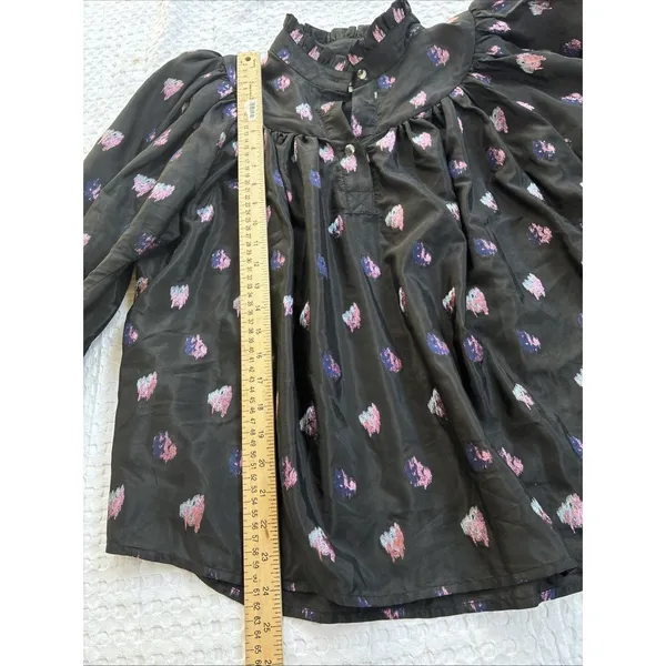 Tuckernuck Corrigan Blouse Black Pink Blurred Dot Fil Coupe size L - Image 9
