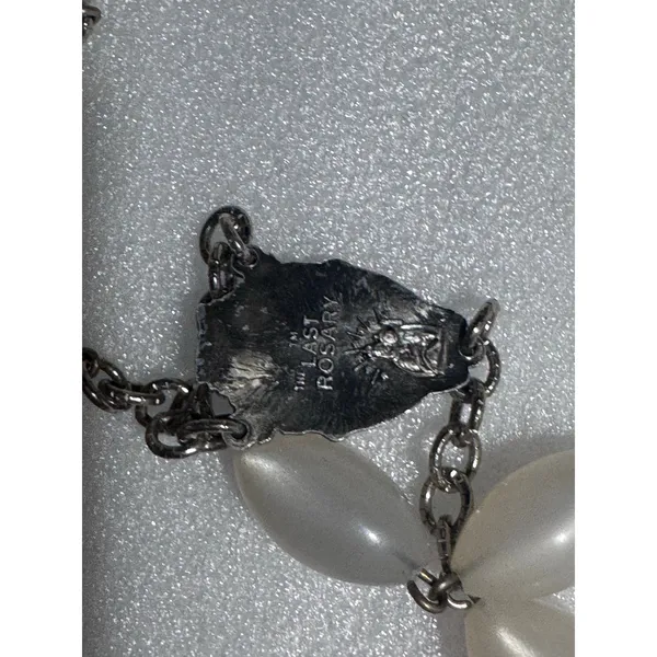 Catholic Rosary Faux Pearl Beads Silver Tone Crucifix The Last Rosary - Image 7