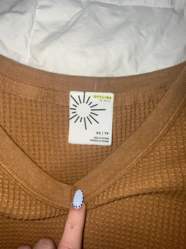 Aerie Brown Waffle Knit Sweater - Image 3