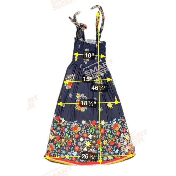 Lildy Women Small/Medium Blue Floral Smock Tie Shoulder Boho Festival Maxi Dress - Image 5