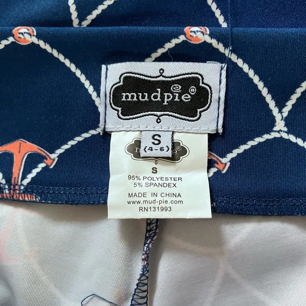 Mud Pie Cropped Pants Leggings Stretchy Navy Nautical Coastal Size‎ Small - Image 5