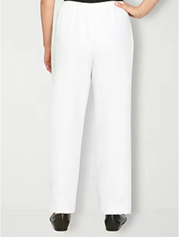 Alfred Dunner Classics Womens Straight Mid Rise Pull-On Pants White Size 14P - Image 2