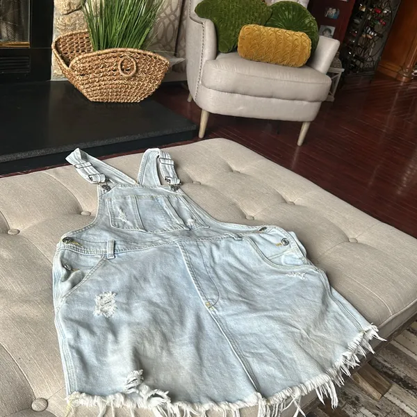 J.NNA‎ Denim Overall Mini Dress Size Small - Image 5