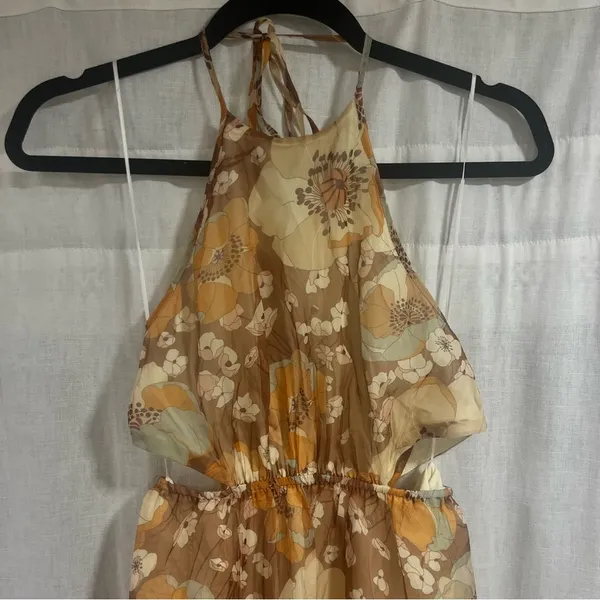 Who I Am Arisaema Brown Yellow Floral Maxi Dress - Image 4
