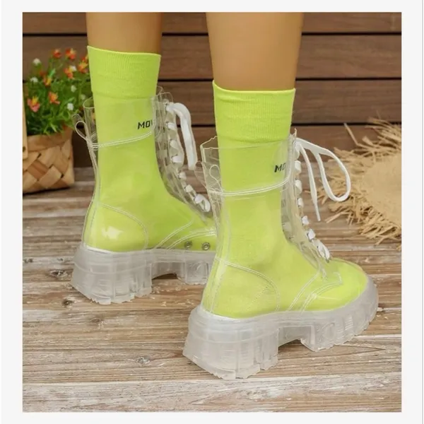 NEW Crystal Clear Boots Platform Lace Up Transparent 7 - Image 9