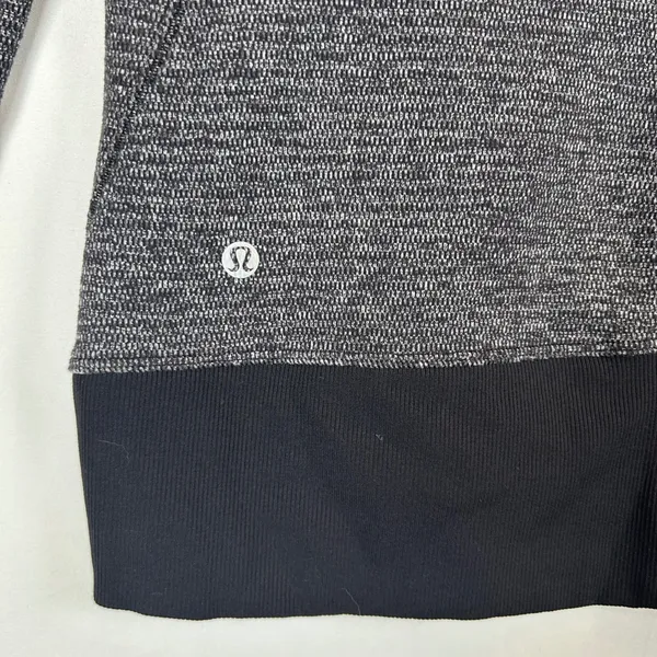 Lululemon Rest Less 1/4 Zip Pullover Black White Thumbholes Size 10 - Image 5