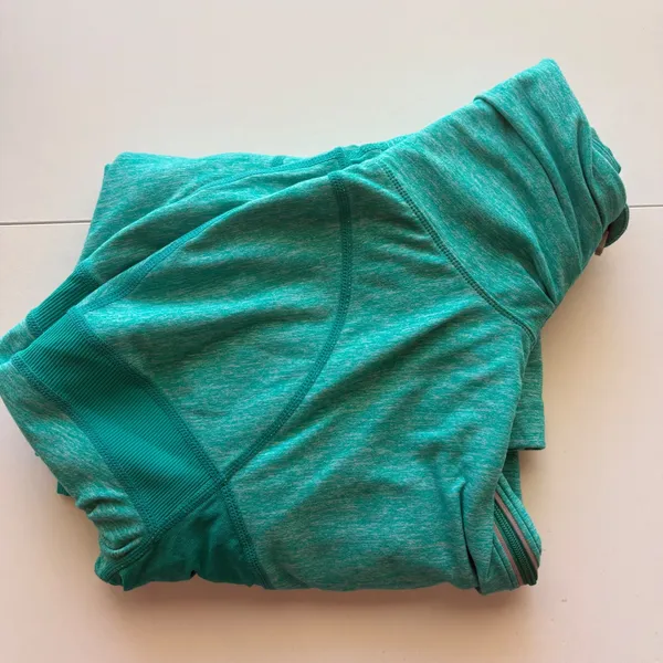 Lululemon 1/2 Zip Pullover Womens 12 Teal Heathered Thumbhole Activewear Top‎ - Image 10