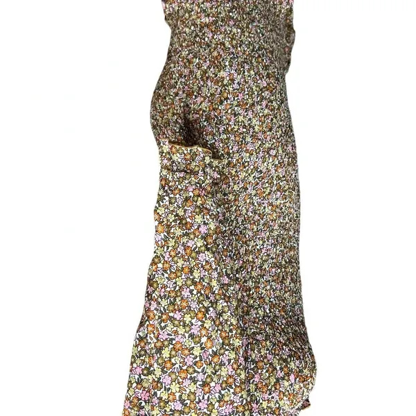 Faithfull The Brand Es‎ Saada Floral Smocked Dress Brown Pink Size 2 - Image 8
