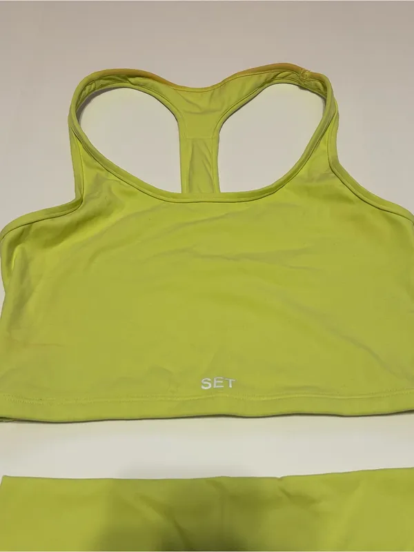 Bright Yellow Set Active SportBody Set Sports Bra Tank Top and Shorts Set - Image 4