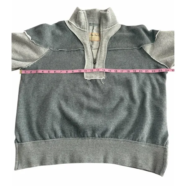 We The Free x Free People Kassey Half Zip Sweatshirt Two Tone Gray Size Small - Image 13