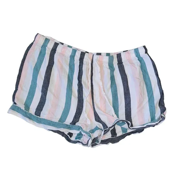 ALFANI Intimates Stripe Notched Collar Pocket Shirt Pajama Top Shorts M - Image 7
