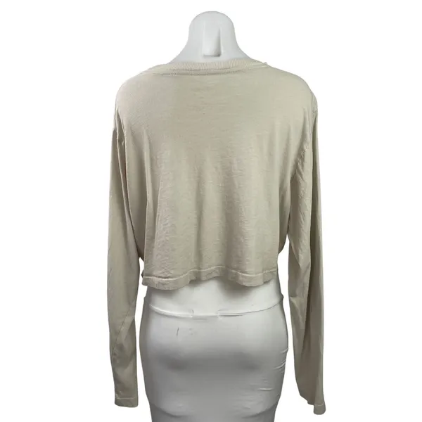 Set Active Women's Beige Long Sleeve Boxy Yoga Workout Athletic Crop Top Size M - Image 3
