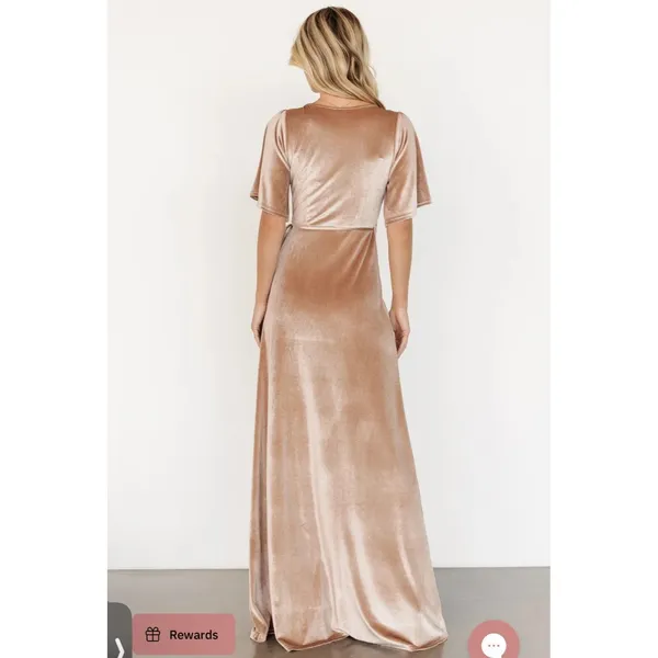 Baltic Born‎ Size-XXL Meghan Velvet Wrap Maxi Dress Champagne - Image 2