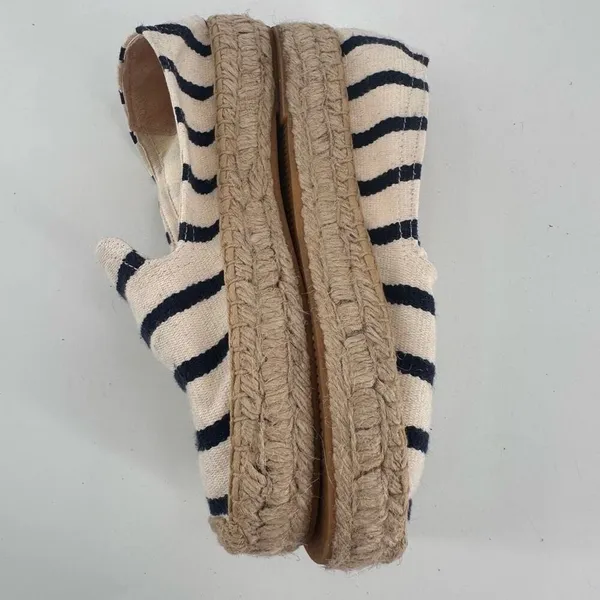 Soludos‎ Smoking Slipper Espadrille slip on shoes striped black tan size 5 - Image 5