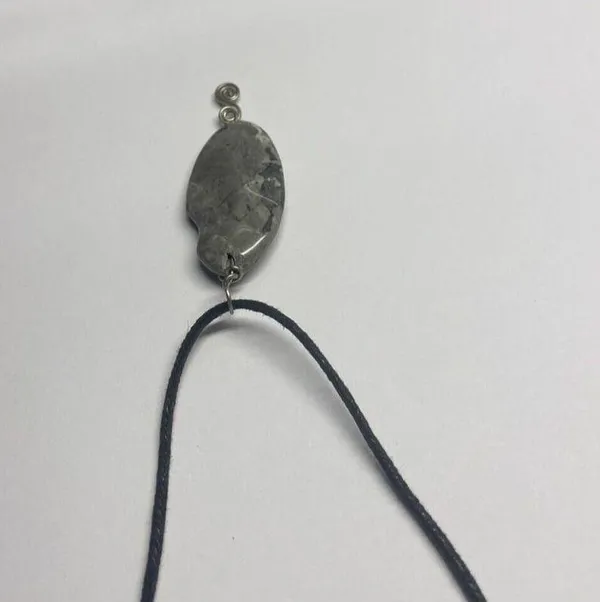 Women’s Grey Natural Stone Pendant / Black Cord Costume Necklace - Image 10