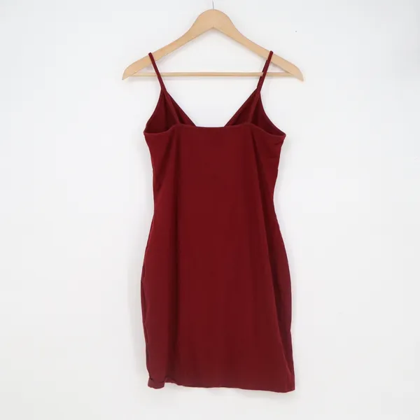Wild Fable Burgundy Bodycon Mini Dress XL Surplice V-Neck Spaghetti Strap Cotton - Image 4