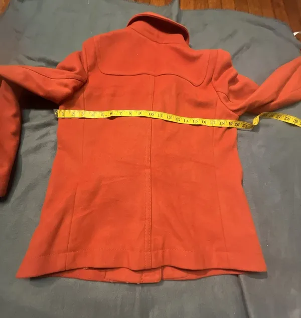 Gap Orange Wool Blend Toggle Pea Coat Jacket Women's Medium - Image 7