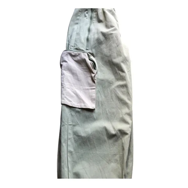 Hot & Delicious Colorblock Cargo Jogger Pants Mint Green Cream Multi Pocket SM - Image 9