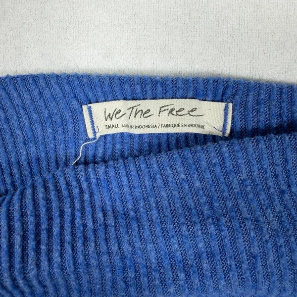 Free People We The Free Women’s Small Blue Ribbed Oversized Pullover Sweatshirt - Image 3