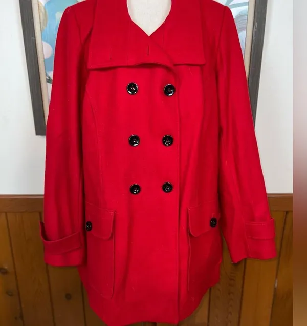 Beautiful New Roz & Ali Red Wool Coat! - Image 3
