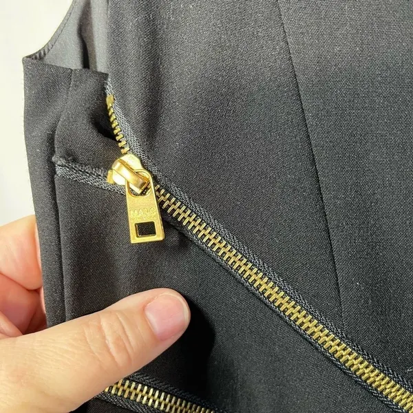 Marc New York Dress Size 8 zipper detailed sheath BLACK Preppy Career Office - Image 5