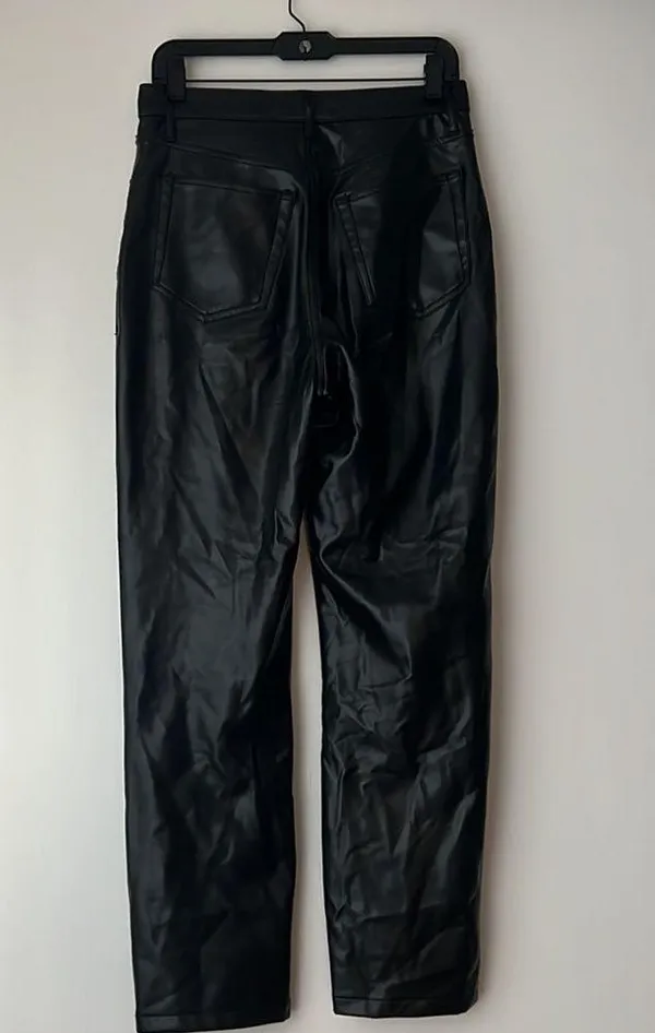 Abercrombie & Fitch Vegan Leather Pants Criss Cross Waist 90s Straight Size 28 6 - Image 4