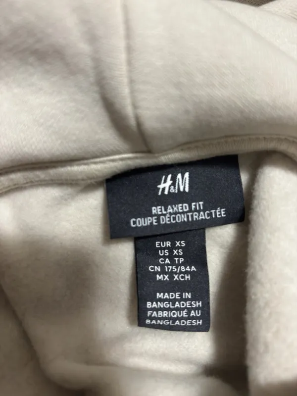 H&M Relaxed Fit Pullover Hoodie in Light Beige XS - Image 4