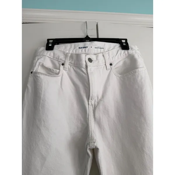 Old‎ Navy High-Rise Slouchy Straight Jeans White Cotton Denim Size 8 - Image 2