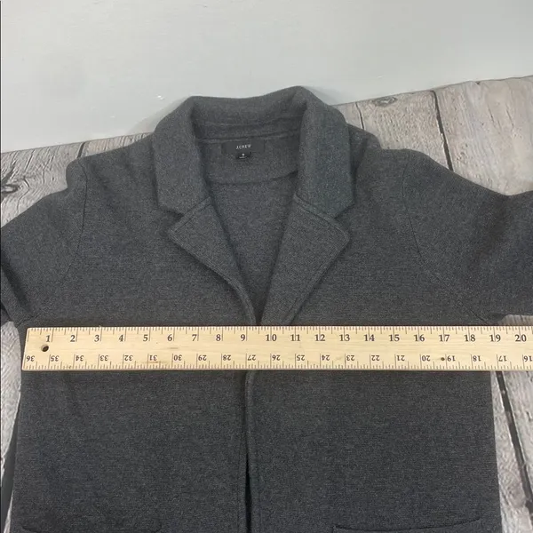 J.Crew Merino Wool Blend Open Front Cardigan Jacket Charcoal Gray Small - Image 13
