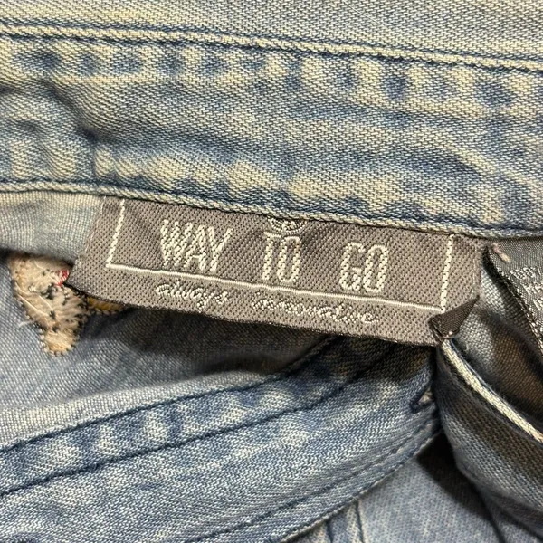 Vintage Way To Go Blue Denim Button Down Women’s S Embroidered Shirt Cottagecore - Image 6