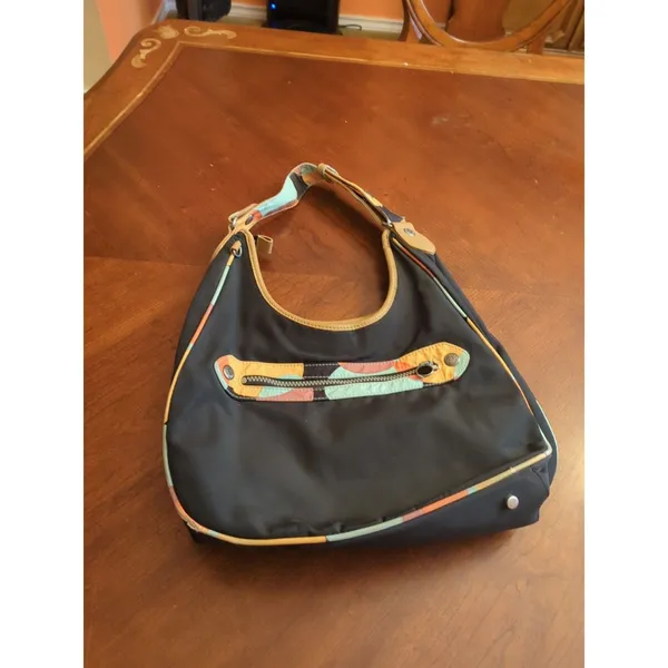 Kipling Delano Clutch Bag Black Orange Shoulder Bag - Image 4