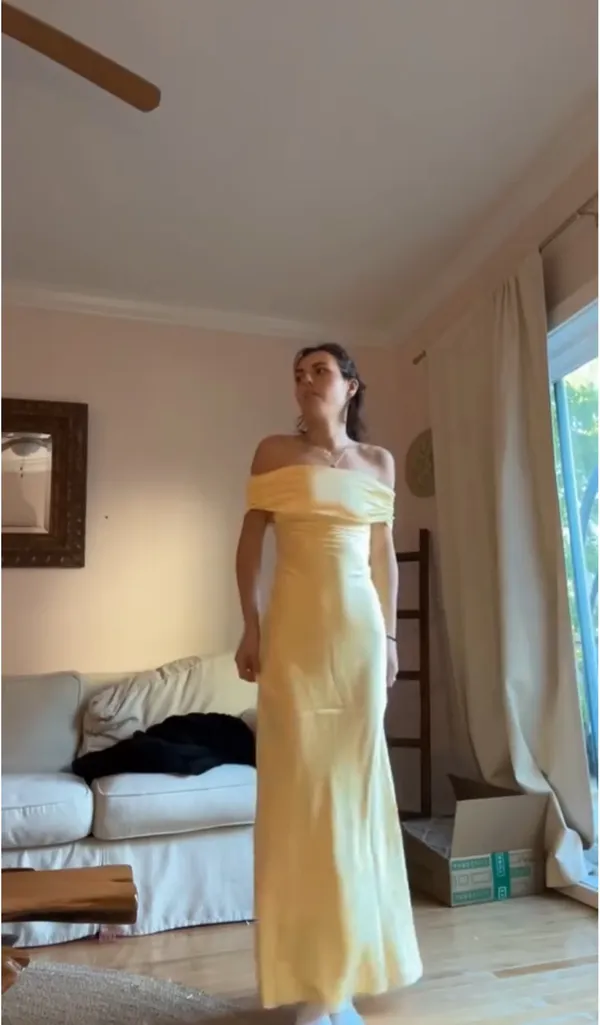 Satin Yellow Dress - Image 6