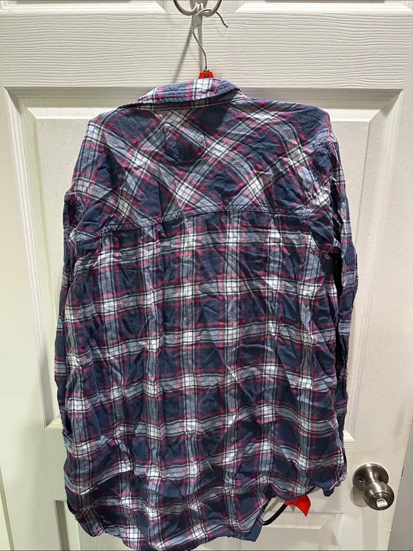 Abercrombie & Fitch Blue and Red Plaid Flannel Shirt - Image 4