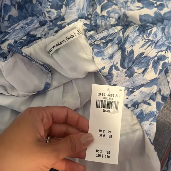 Abercrombie NWT Blue Floral Flowy Crinkle Maxi Dress - Image 8