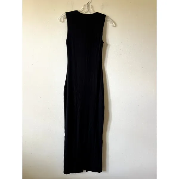 Oh Polly Ainslee Modal Square-Neck Bodycon Midi Dress in Black Size 6 - Image 8