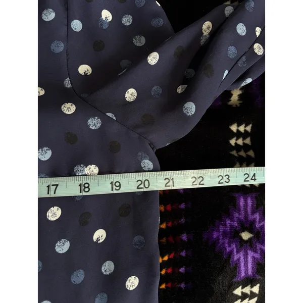 Fortune +‎ Ivy Polka Dot Chiffon Blue/White 3/4 Tie Sleeve Button Blouse Size M - Image 6