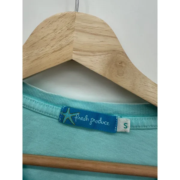 Fresh Produce Womens Tee Small Blue Fish Aquatic Cotton Coastal Beach Shirt BN13 - Image 4