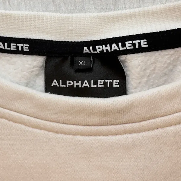 Alphalete White Oversized Crop Crewneck Sweatshirt with Logo XLARGE - Image 4
