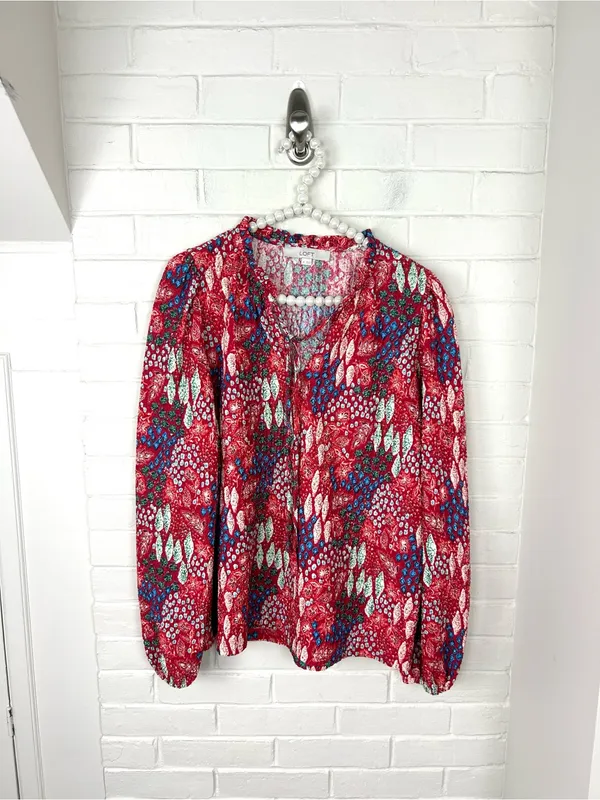 LOFT Colorful Patterned Lightweight Top Size M - Image 2