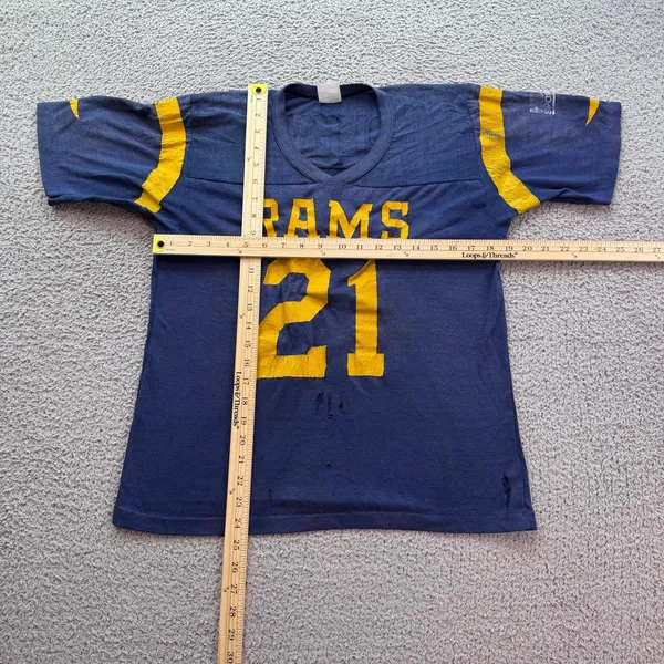 Vintage Rawlings Los Angeles Rams Shirt Jersey 21 Pleva Blue Made in USA Medium - Image 3
